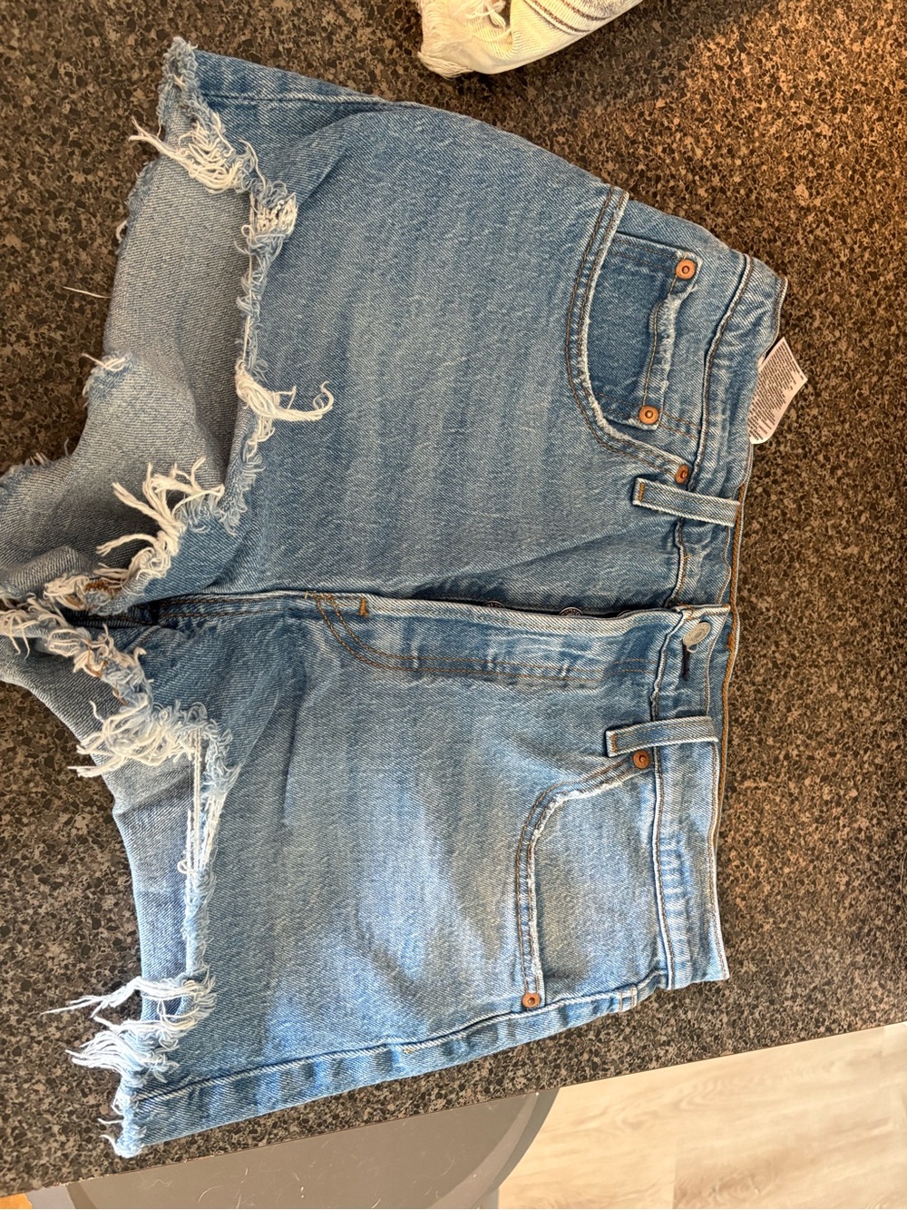 Levi's Light Blue Distressed Denim Shorts - Women
